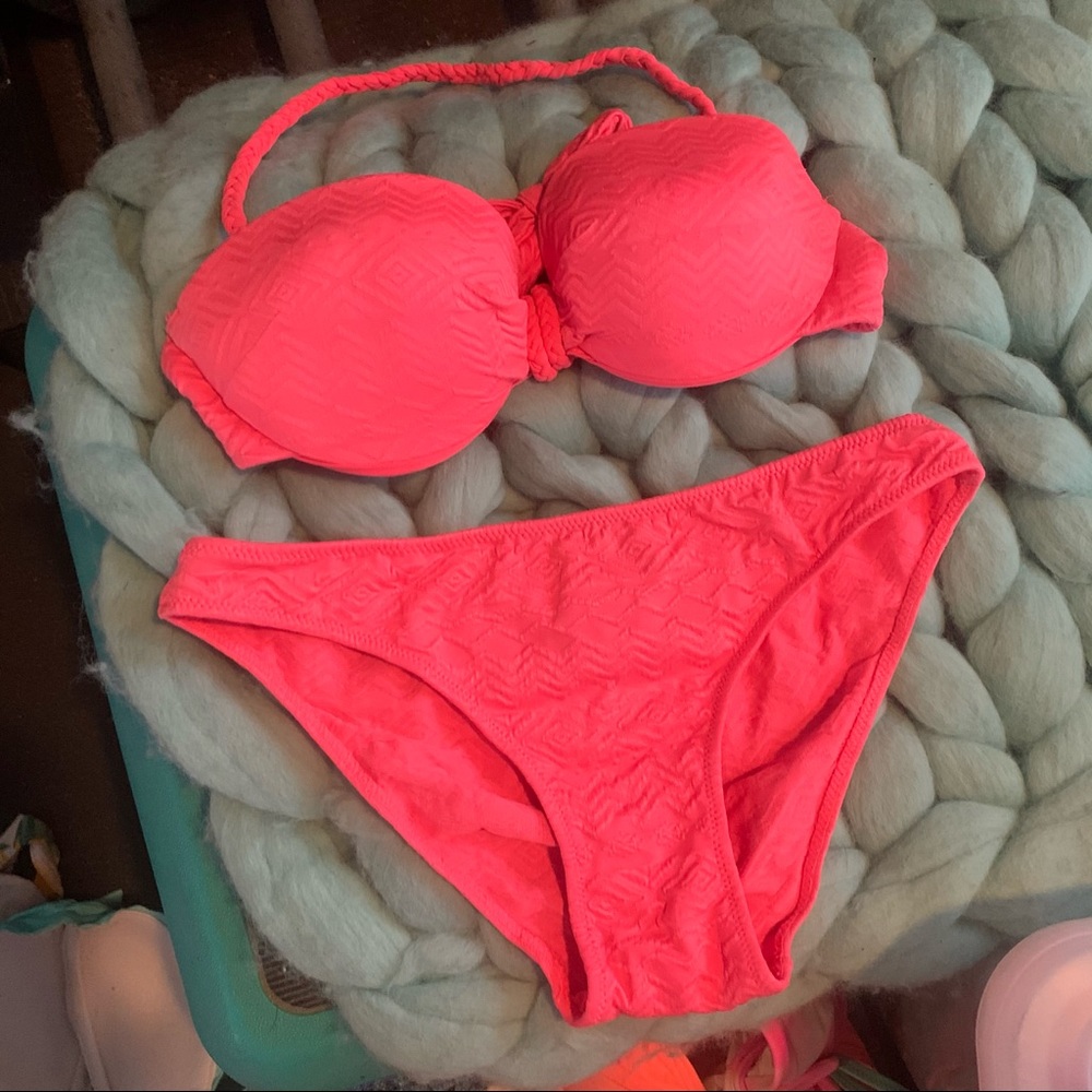Pink Jacquard Bikini (FULL SET)